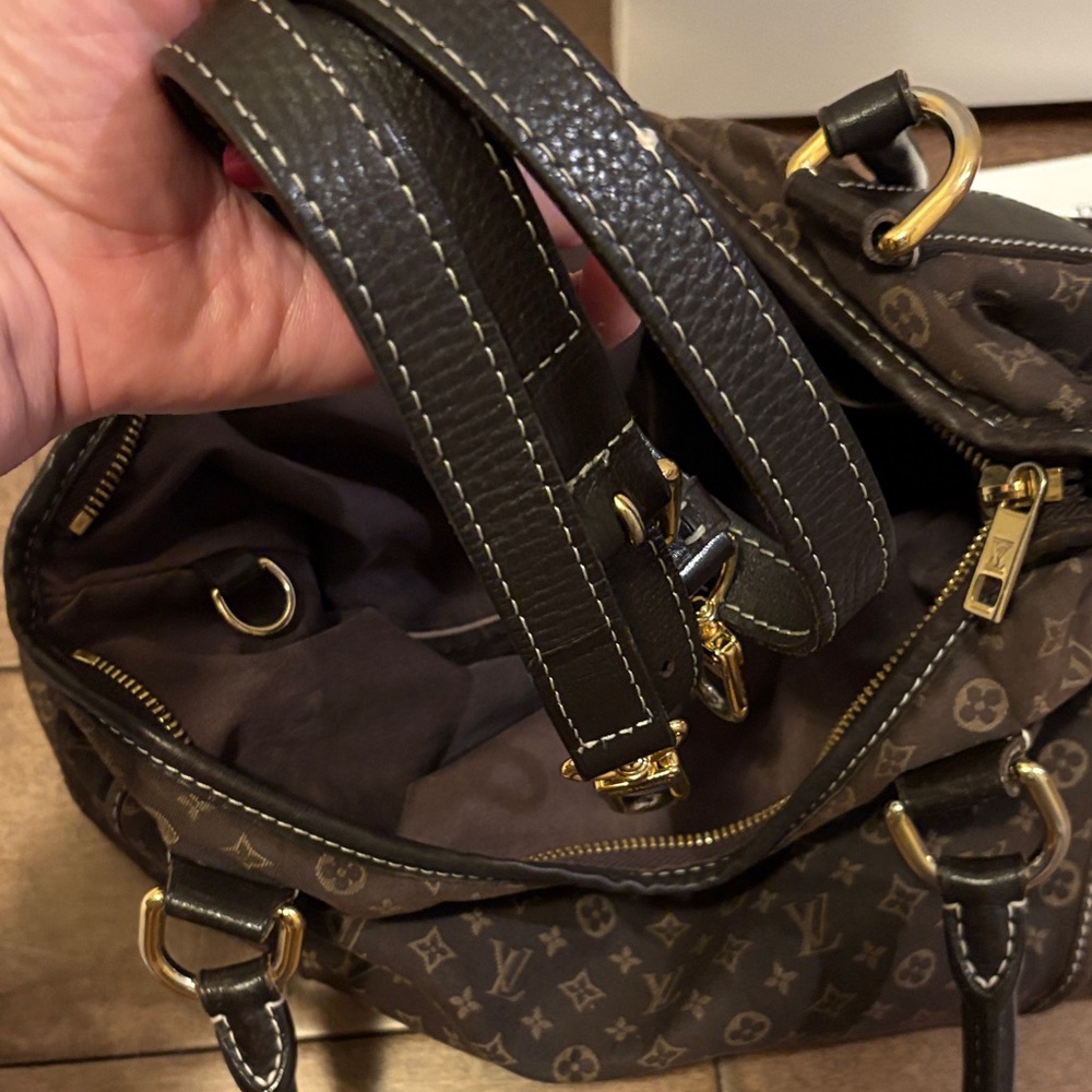 Louis Vuitton Brown Monogram Canvas Shoulder Bag with Black Handles - Picture 5 of 12